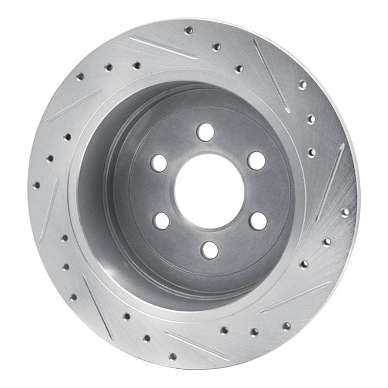Dodge Dakota Brake Rotor (1) - Rear Left - R1 Concepts - Drilled & Slotted - Silver - `03-`04